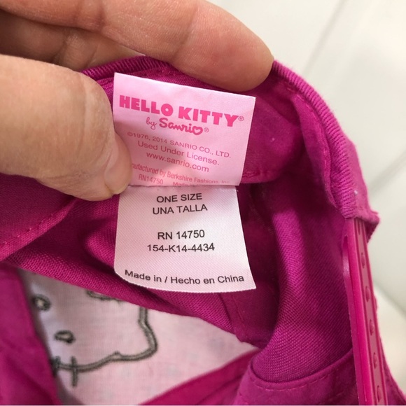 Hello Kitty Sanrio Glitter Stars Hot Pink Black Hat Cap Adjustable Youth Teen - Picture 8 of 13